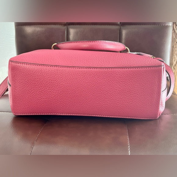 COACH REMI PINK RED PEBBLED LEATHER GOLD C TOP ZIP CROSSBODY SATCHEL BAG - Picture 2 of 12